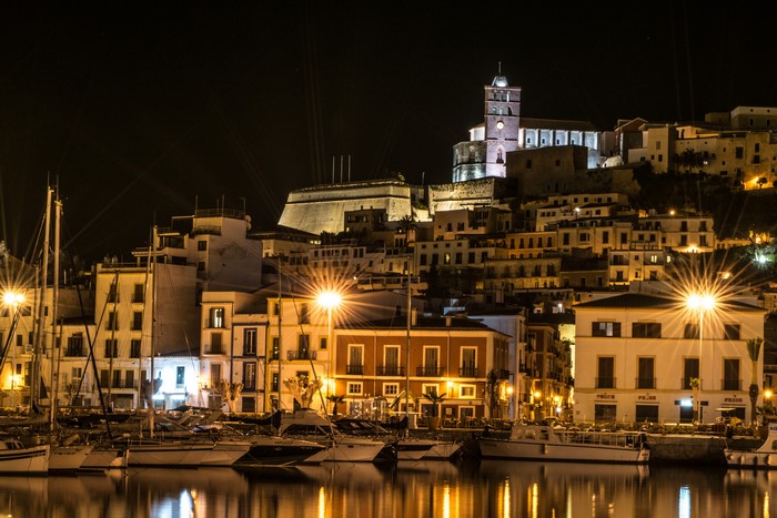 Ibiza Balearic Islands Spain at Night with Marina