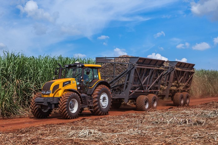 Valtra BH200 tractor harvesting sugarcane