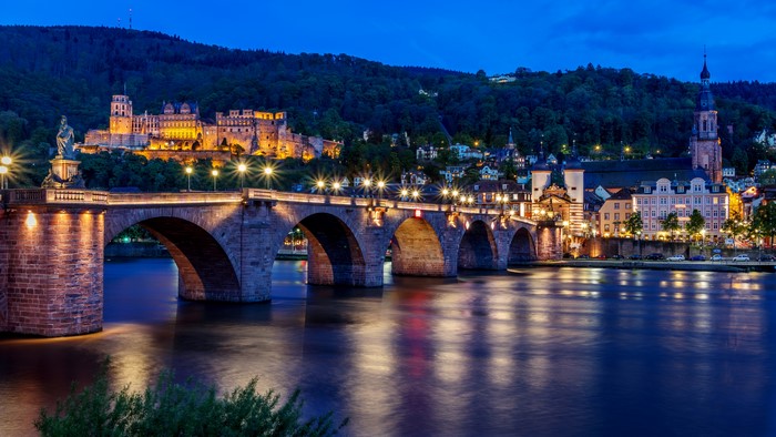 Heidelberg Castle and Bridge at Dusk