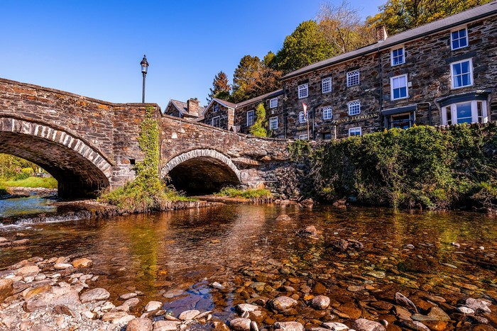 Stone bridge over a river in Gwynedd, Wales