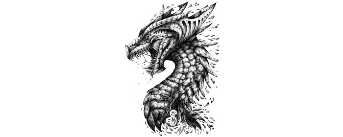 Dragon Head Black and White