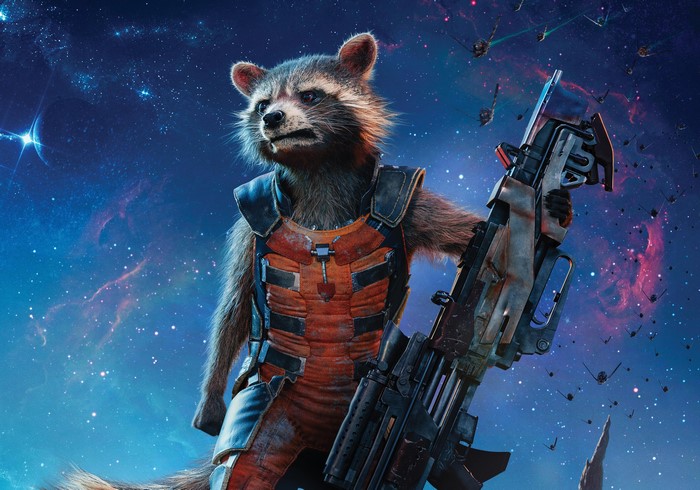 Rocket from Guardians of the Galaxy Vol. 2 with rifle
