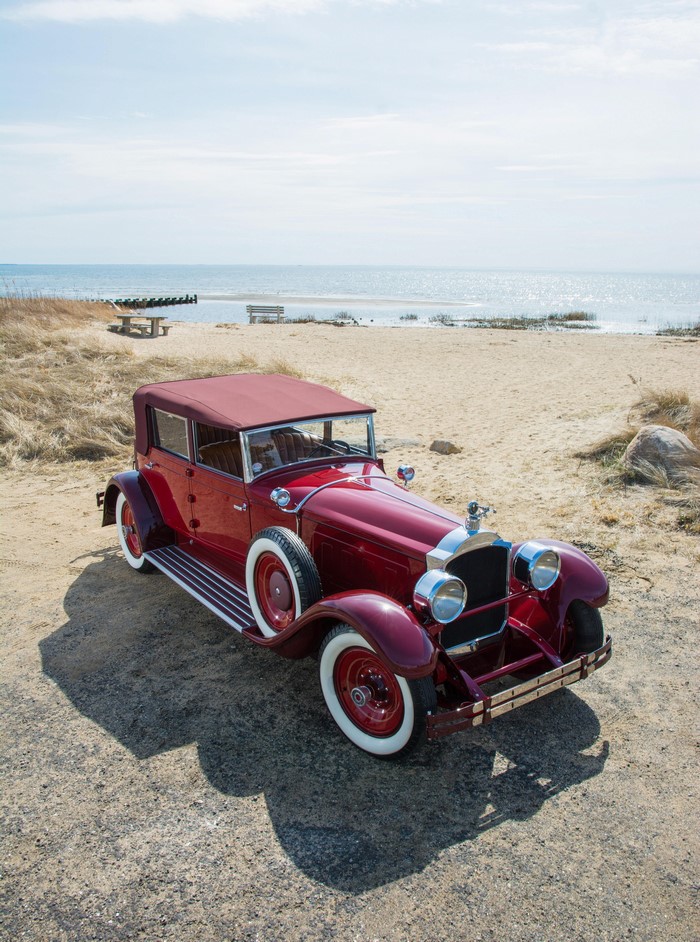 1928 Packard Custom Eight Convertible Sedan on Beach
