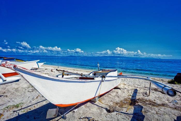 4K Philippines Coast Boats on Sand