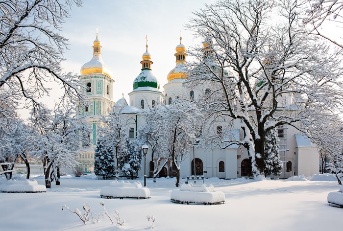 Saint Sophia's Cathedral in Kiev, Ukraine during winter