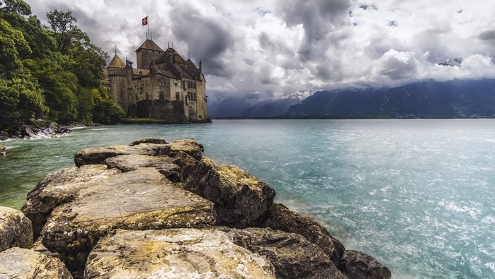 Chillon Castle on Lake Geneva, Switzerland