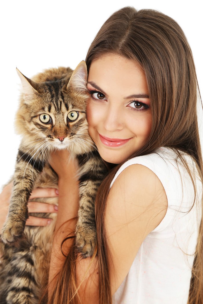 Girl holding a cat