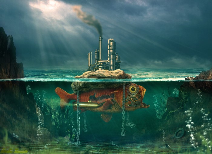 Steampunk Fish and Industrial Island
