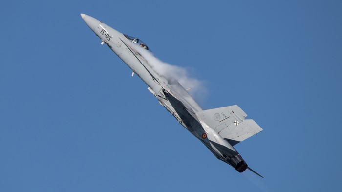 Spanish Air Force F-18 Hornet in flight