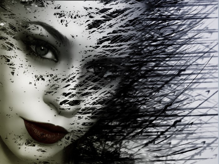 Abstract portrait of a woman's face