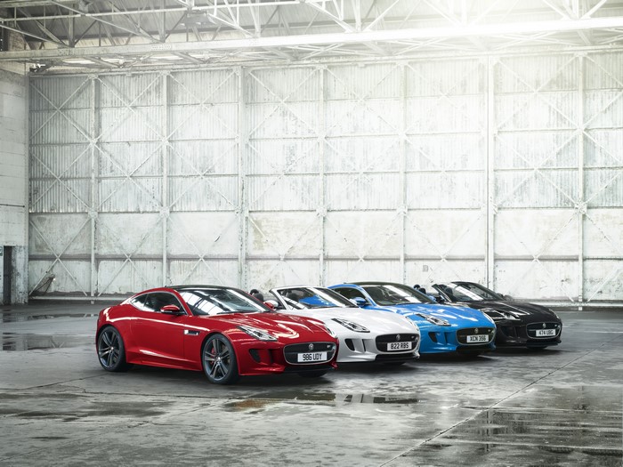 Jaguar F-Type British Design Edition cars in a warehouse