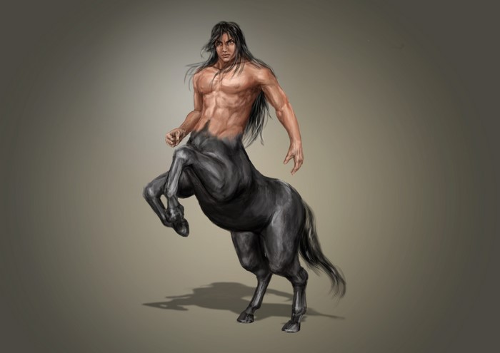 Powerful Black Centaur Reared Up