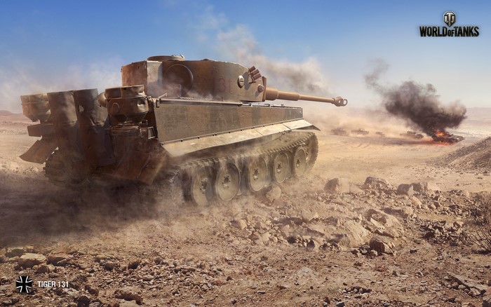 Tiger 131 tank from World of Tanks in desert combat