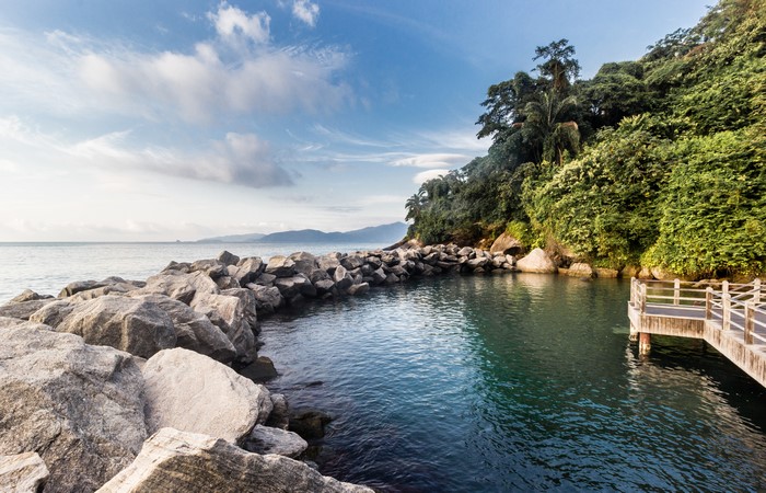 4K Brazil Coast with Stones and Sky