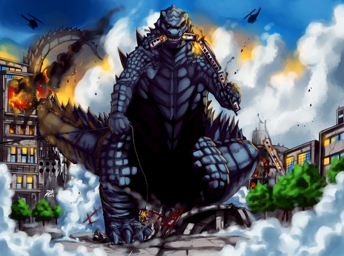 4K Godzilla Destroying City