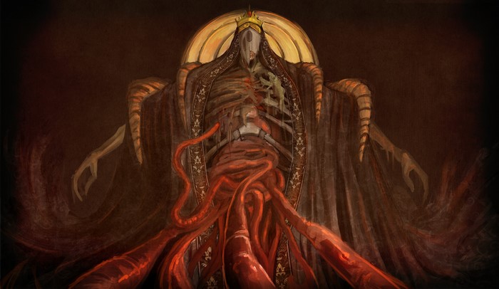 Undead monster with exposed ribcage and tentacles