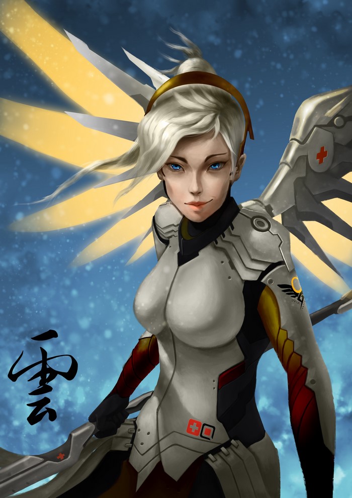 Mercy from Overwatch with wings