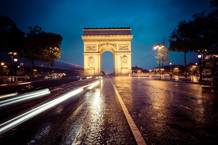 Arc de Triomphe at Night in Paris