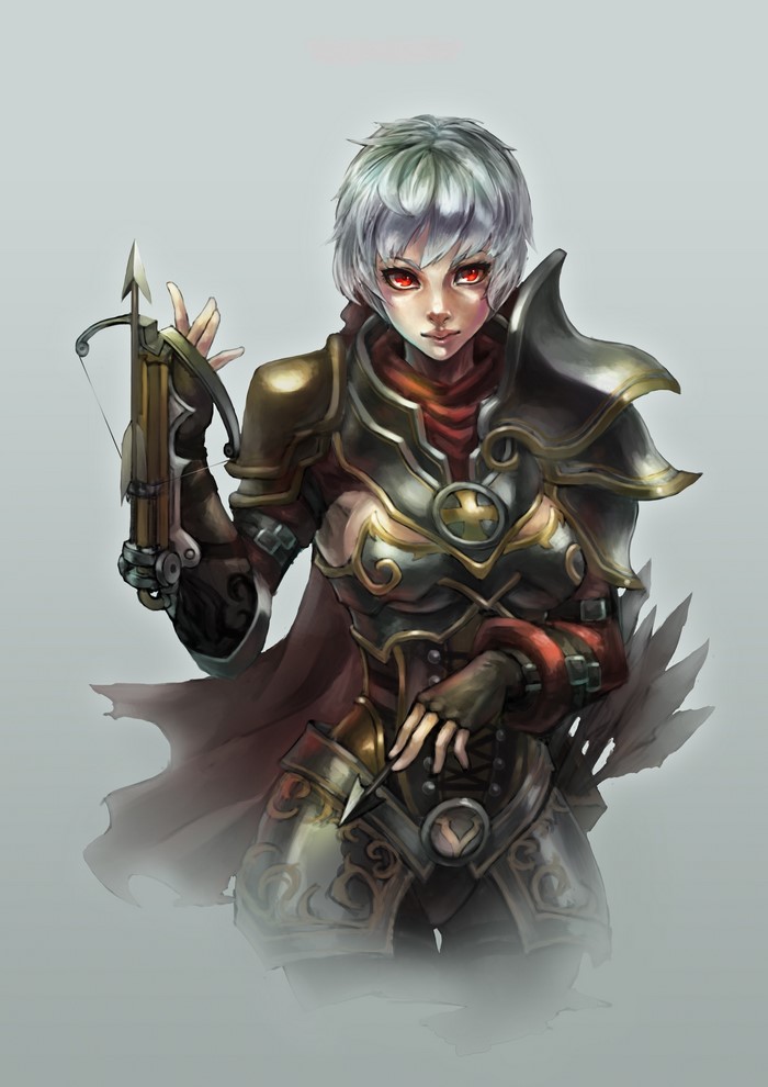 Riven from League of Legends with a crossbow