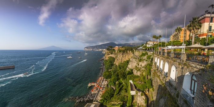 Sorrento, Italy Coastline with Mount Vesuvius in Distance