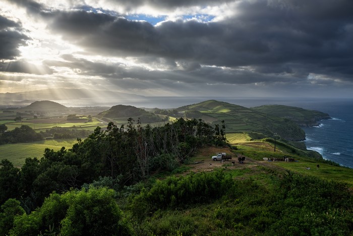 4K Azores Portugal Scenery with Sun Rays