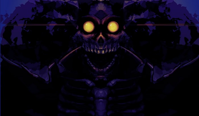 Dark Skeleton Monster with Glowing Eyes