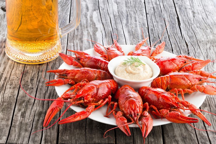 Plate of Crayfish with Beer and Dip