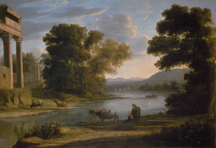 Landscape with Cowherd (Evening) by Claude Lorrain