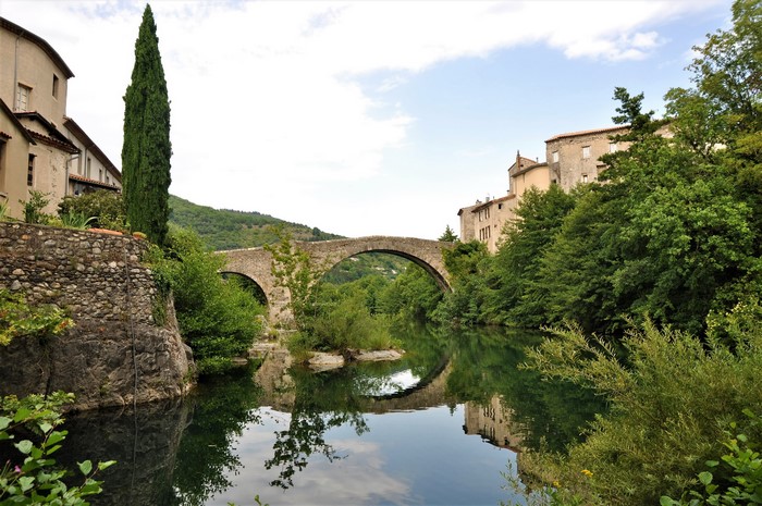Stone bridge over a river in Le Vigan, France