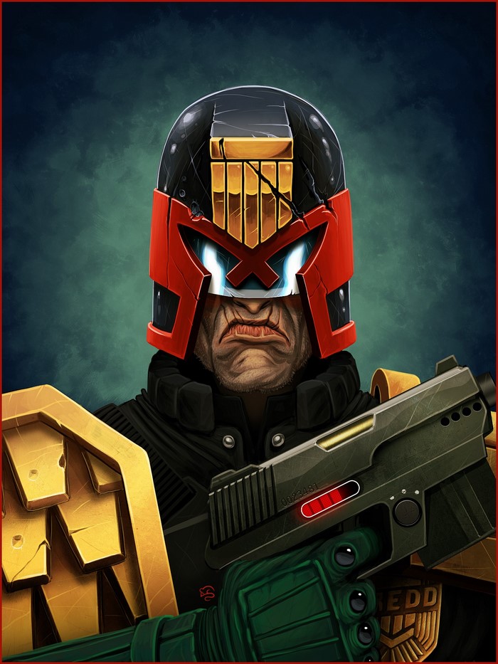 Judge Dredd Armed and Ready with Helmet