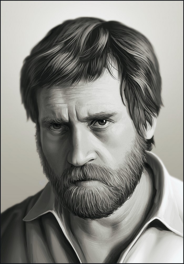 Painting of Vladimir Vysotsky with beard