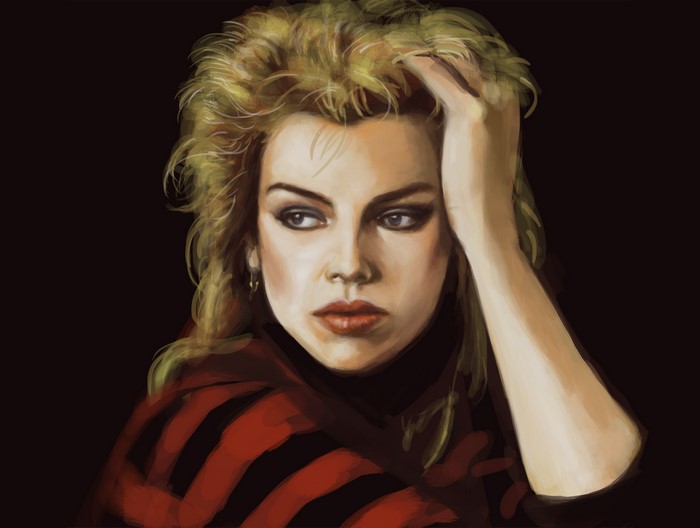 Painting of Kim Wilde with blonde hair