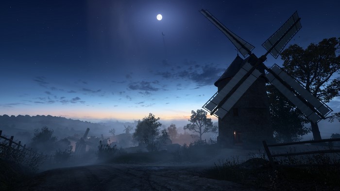 Battlefield 1 Night Mill Village with Moon
