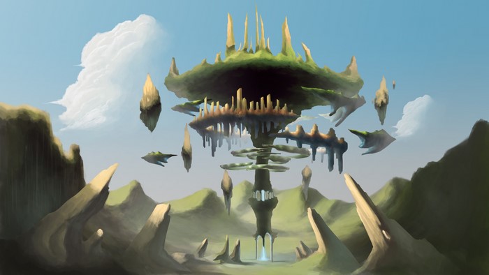 Floating islands in a fantasy world