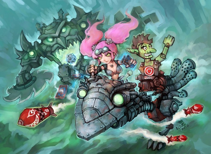 Hearthstone Goblin and Girl on Mech