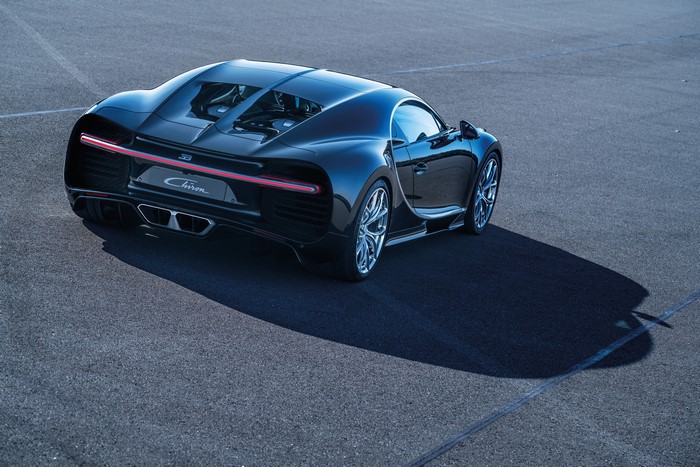 Black Bugatti Chiron from behind
