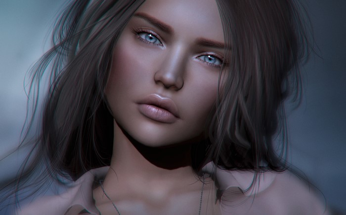 Beautiful Woman with Blue Eyes