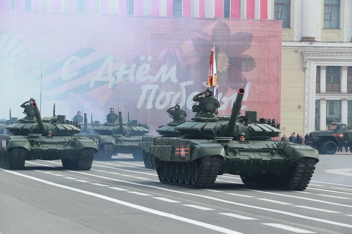 Russian T-72 Tanks in Military Parade