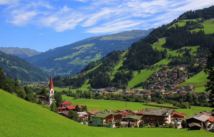 Village in Zillertal Valley, Austria