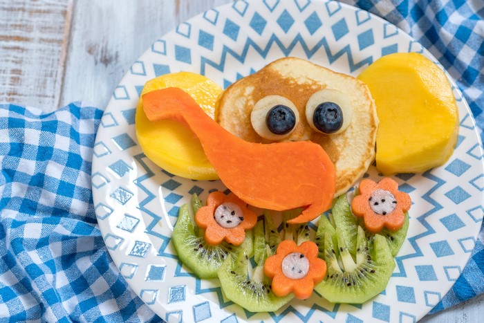 Elephant made of food on a plate