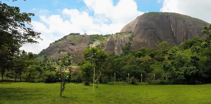 Mountain landscape with trees and grass in Nigeria