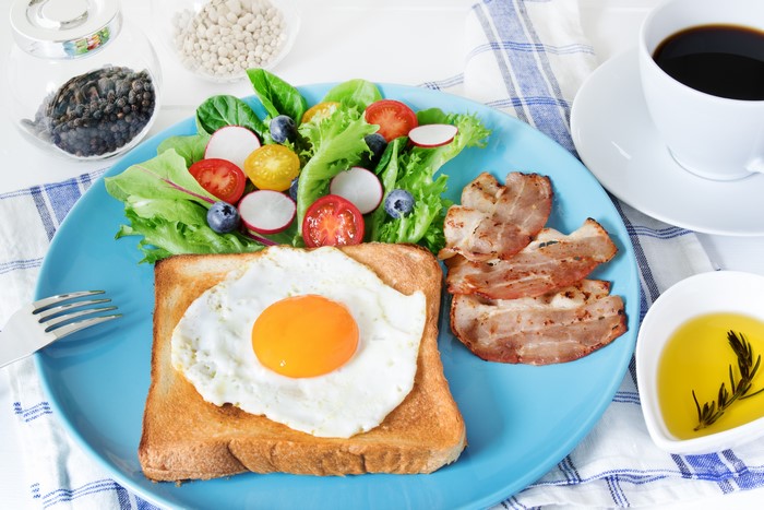 4K Breakfast Plate with Fried Egg, Toast, and Salad