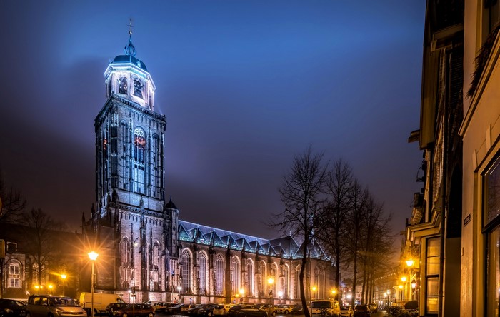 Grote Kerk in Deventer, Netherlands at Night