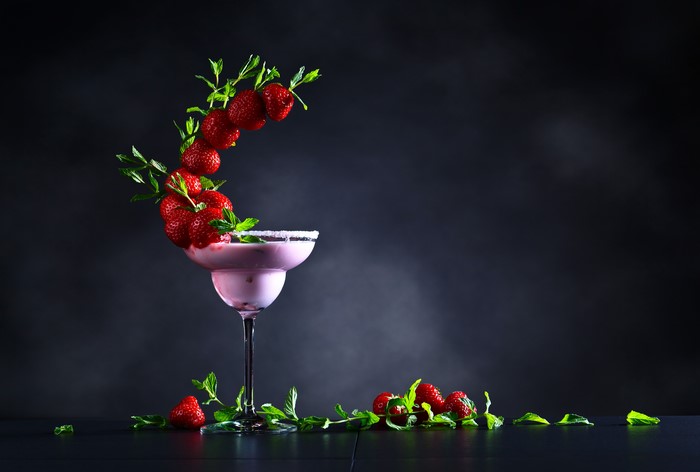 Strawberry Cocktail with Mint and Strawberries