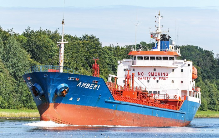 Amber 1 tanker ship sailing on water