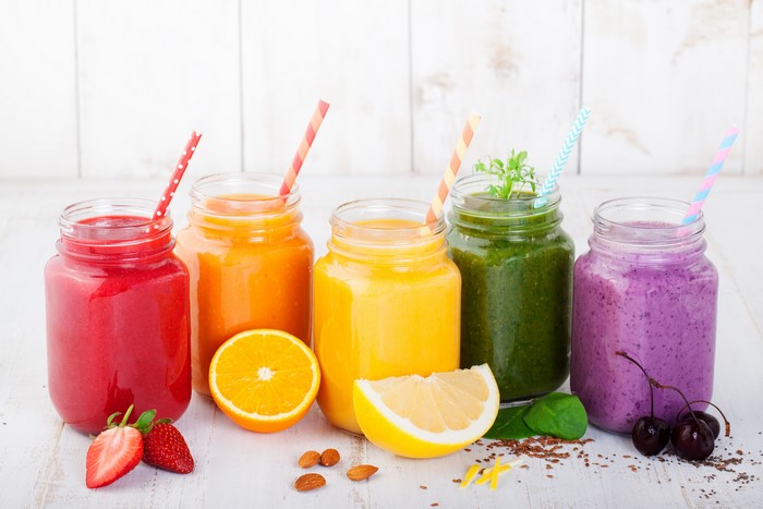 Assortment of Fruit Smoothies in Jars