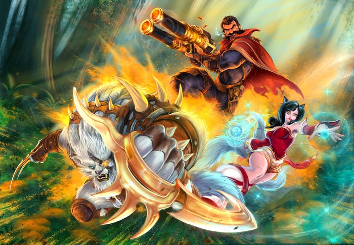Graves, Ahri, and Rengar from League of Legends