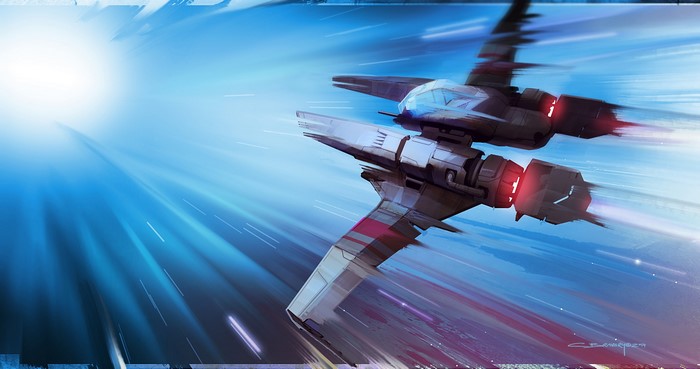 Starship in flight, No Man's Sky
