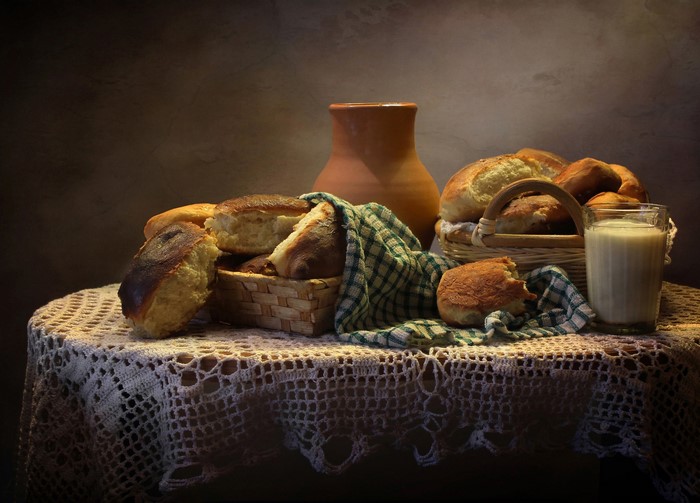 Still-life with bread, milk, and jug