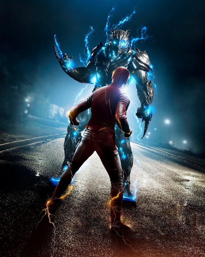 The Flash from The Flash TV series fighting Savitar